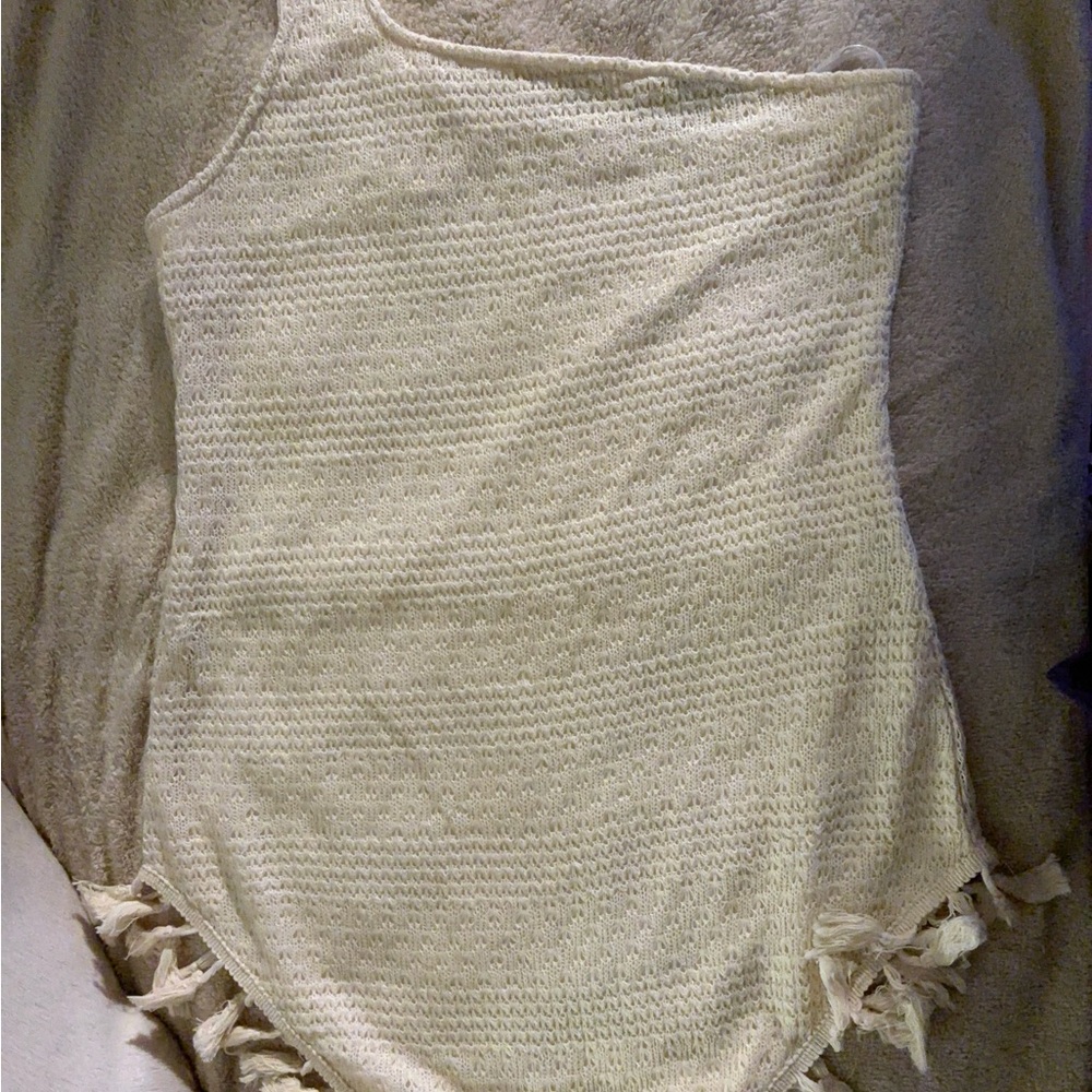 SHEIN Cream Knit Dress with Fringe